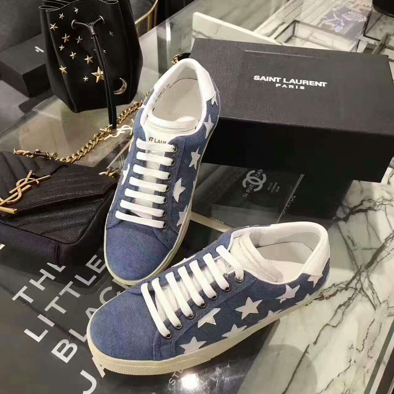 偽物イヴサンローラン 靴 2025新作 Yves Saint Laurent 星 ヴィンテージ カジュアルシューズ yslx177823-3