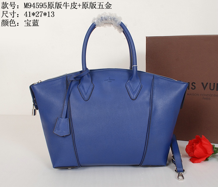 2014春夏新作 ルイヴィトンコピー バッグ LOUIS VUITTON original leather レディース 2WAY ハンドバッグ 大容量 ショルダーバッグ ブルー 94595-5