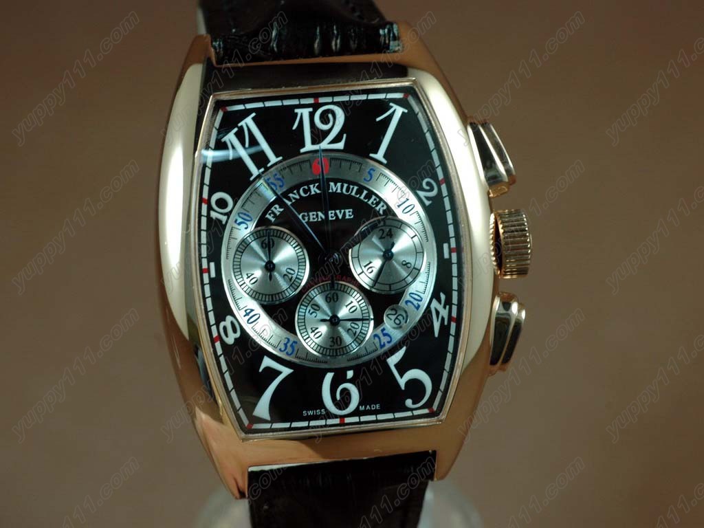 フランクミュラーFranck Muller Casablanca Chronograph RG Case Black Dial Black Strap Japan OS20時計