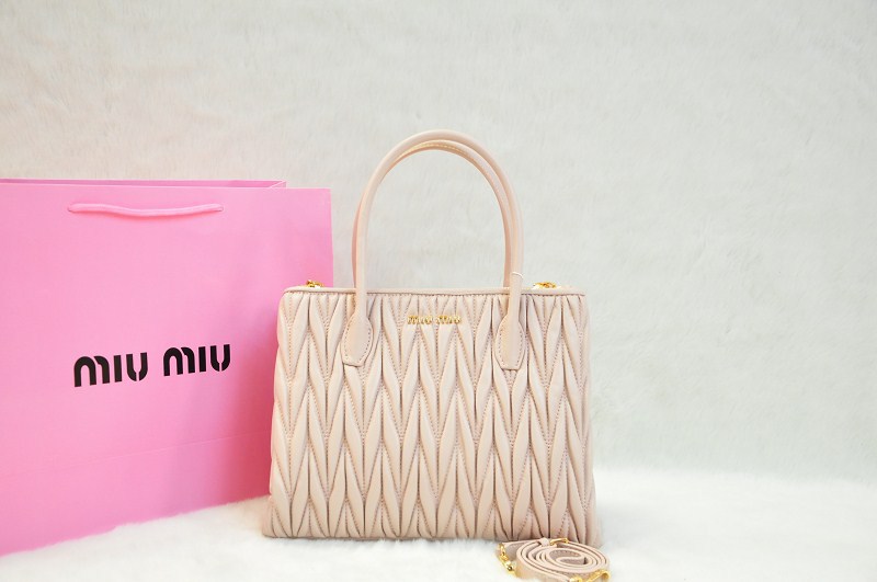 ミュウミュウコピー バッグ MIUMIU 2014春夏新作 ピンク レディース 2way ラムスキン ハンドバッグ/ショルダーバッグ 0941a-3