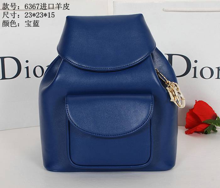 CHRISTIAN DIOR ディオールコピー バッグ 2014春夏新品 大人気! ラムスキン レディース オシャレ ヴィンテージ 両肩バッグ トランペット リュックサック ブルー 6367-8