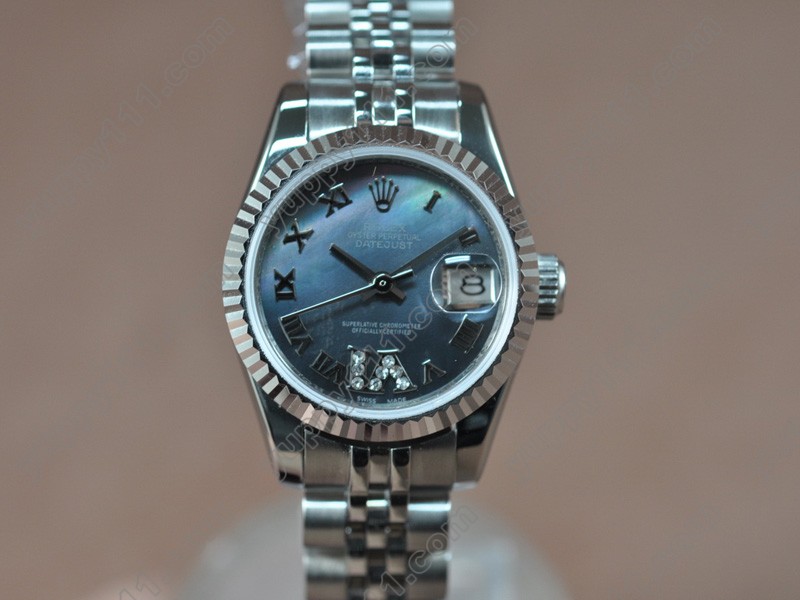 ロレックスRolex DateJust 25mm SS/Pearl blue Swiss Eta 2671-2自動巻き