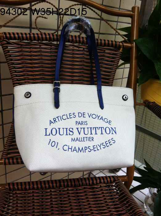 ルイヴィトンコピー 2014春夏新作 バッグ LOUIS VUITTON 超美品! キャンバス ミディアム レディース ショルダーバッグ トートバッグ ブルー 94302-3