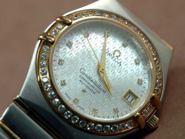 オメガOmega 18K Wrapped TT Men Diam Bezel Insignia Diamond自動巻き