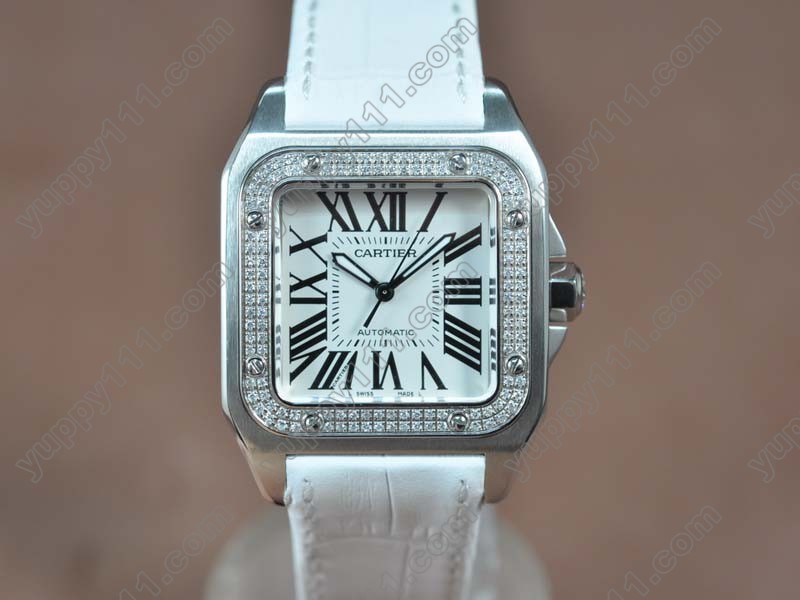 カルティエCartier antos SS/LE/Diam White dial Swiss Eta 2671-2自動巻き