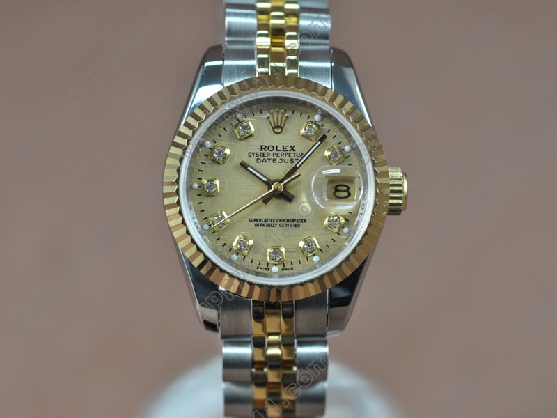 ロレックスRolex DateJust 25mm TT/Yellow gold dial Swiss Eta 2671-2自動巻き