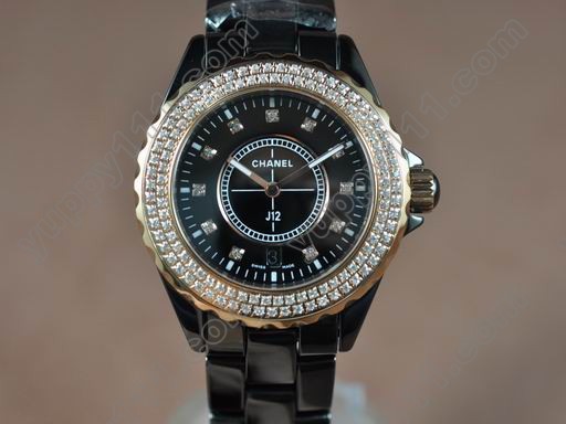 シャネルChanel J12 Ceramic Diam Ladies Japanese Quart RGクオーツ