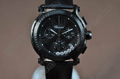 ショパールChopard Happy Sports PVD Chrono Qtzクオーツ　ストップウオッチ腕時計