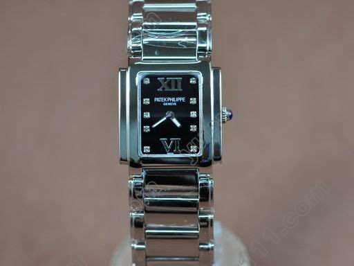 パテックフィリップPatek Philippe Ladies 24 Hours SS Pearl Black Swiss Quaクオーツ腕時計