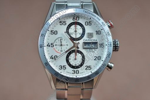 タグホイヤーTag Heuer Carrera 43mm Chrono SS/SS Wht A-7750自動巻き