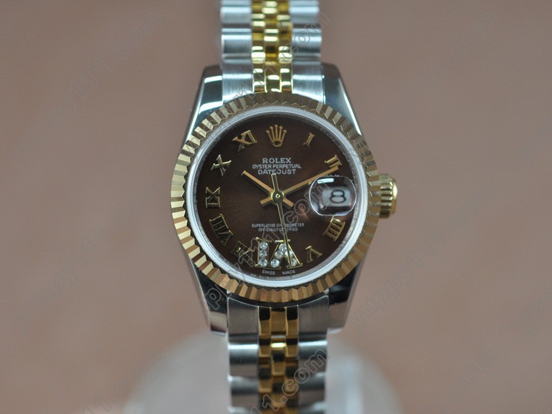 ロレックスRolex DateJust 25mm TT/Brown Swiss Eta 2671-2自動巻き