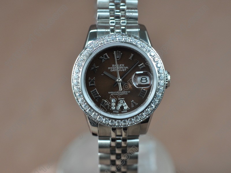 ロレックスRolex DateJust 25mm SS/Brown Swiss Eta 2671-2自動巻き