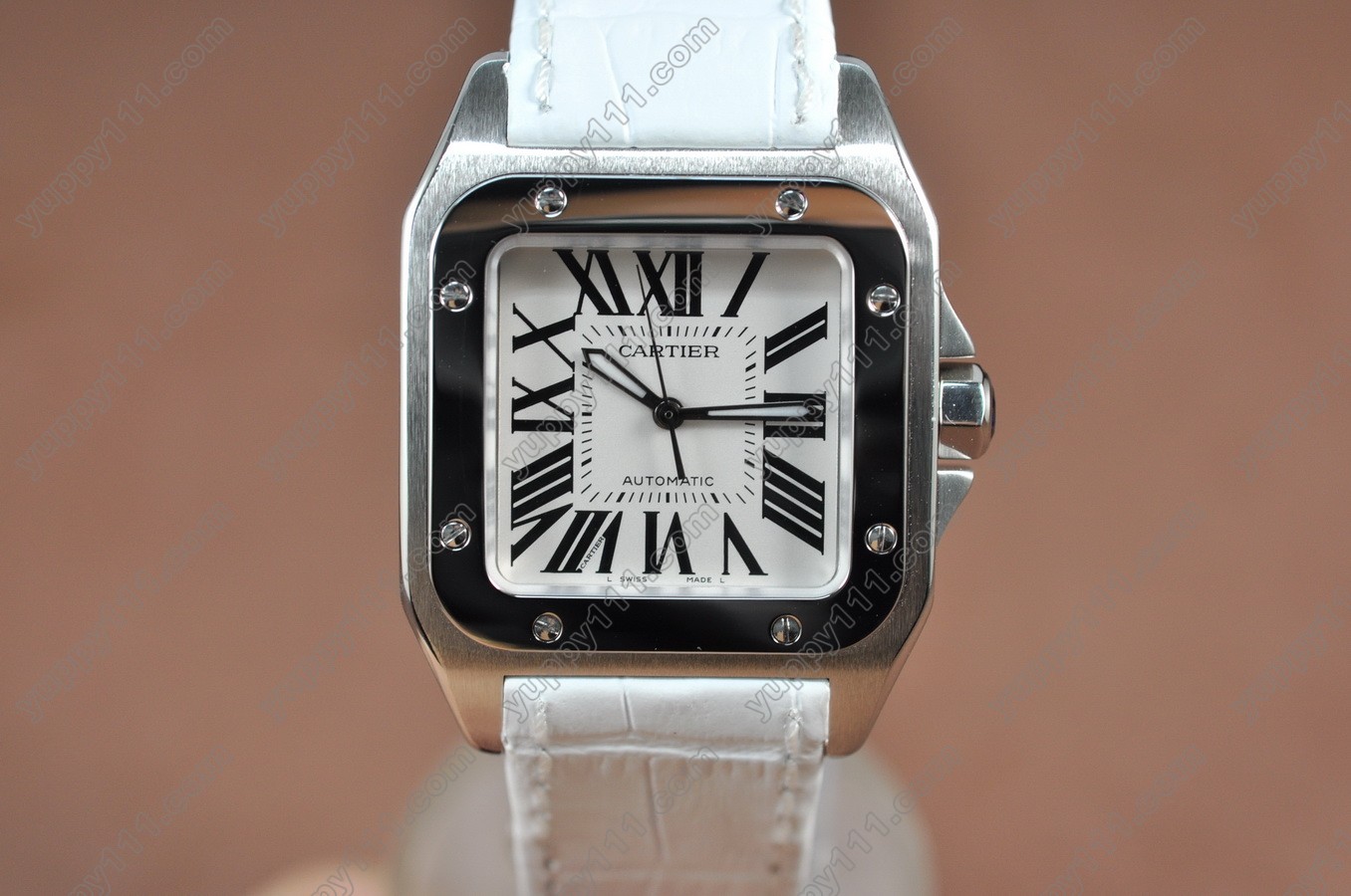 カルティエCartier Santos SS/Le/White Swiss Eta 2671-2自動巻き