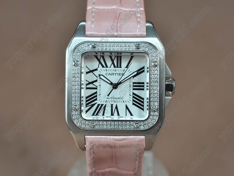 カルティエCartier antos SS/LE/Diam White dial Swiss Eta 2671-2自動巻き