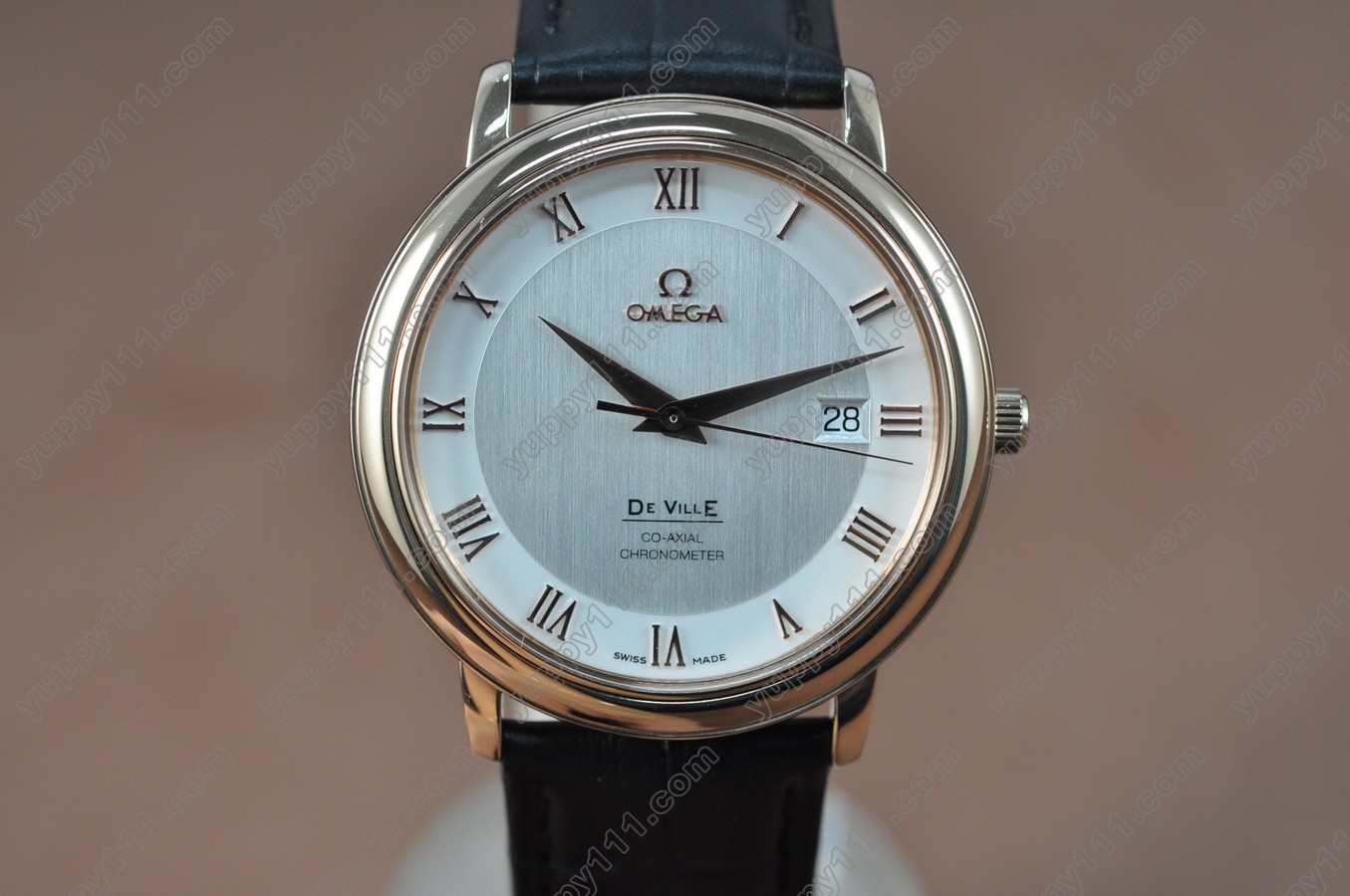 オメガOmega Watches Deville RG White Dial Leather Strap Swiss Eta 2824-2自動巻き