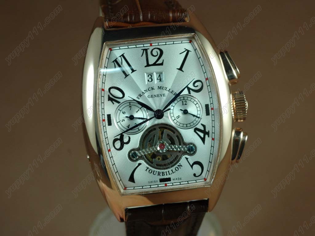 フランクミュラーFranck Muller Casablanca Chronograph RG Case Brown Strap White Numeral Markers A-7750時計