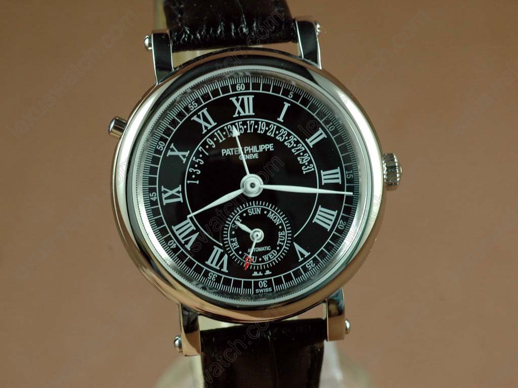 パテックフィリップ Patek Philippe Calastrava Classic SS Case Black Dial Black Strap Japan Automatic 自動卷