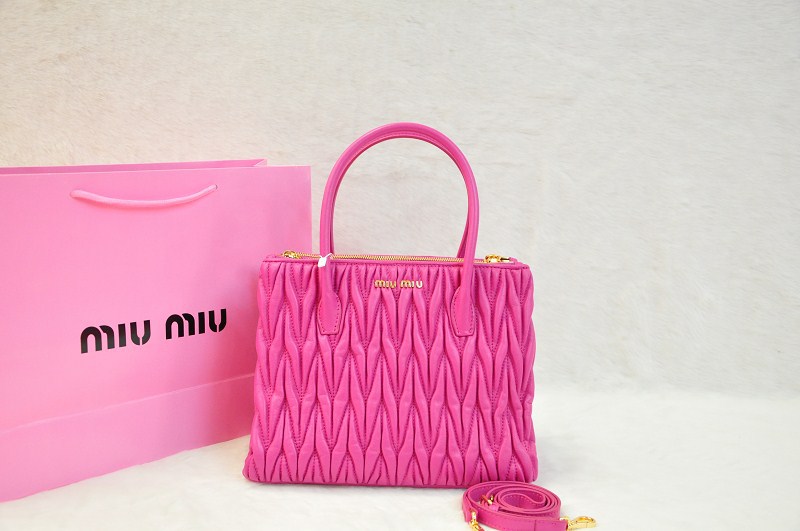 ミュウミュウコピー バッグ MIUMIU 2014春夏新作 ペオニアピンク レディース 2way ラムスキン ハンドバッグ/ショルダーバッグ 0941a-8