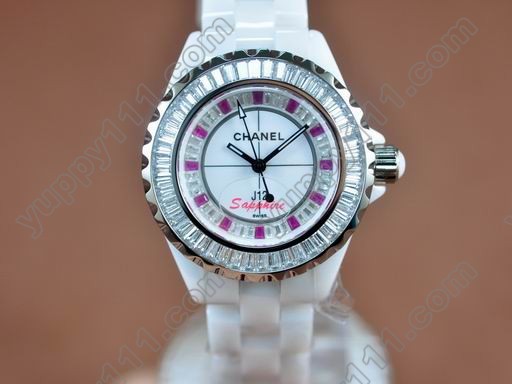 シャネルChanel J12 Joaillerie Ladies White/Red/Clear Jap Quartzクオーツ