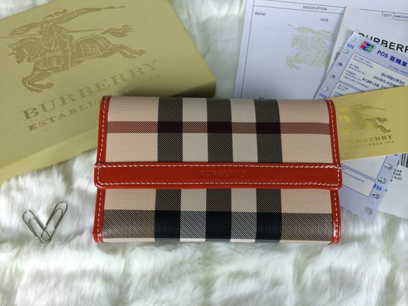 バーバリーコピー 財布 2024春夏新作 BURBERRY 男女兼用 チェック柄 三つ折長財布 buwallet150611-1