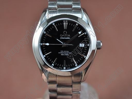 オメガOmega Aqua Terra Co-Axial Man SS Black Silver Markers 2824自動巻き