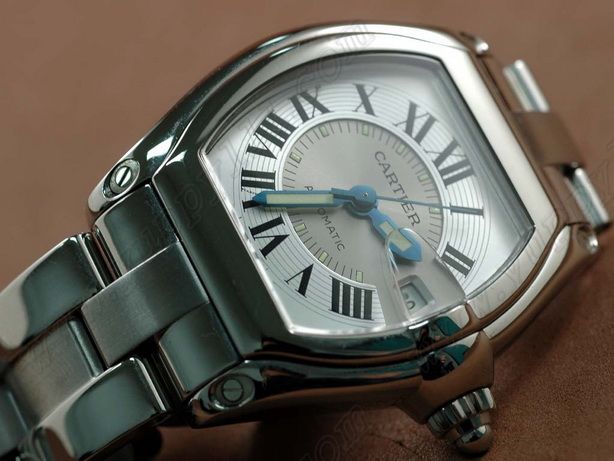 カルティエCartier Men Roadster SS White/Grey Swiss Eta 2824自動巻き