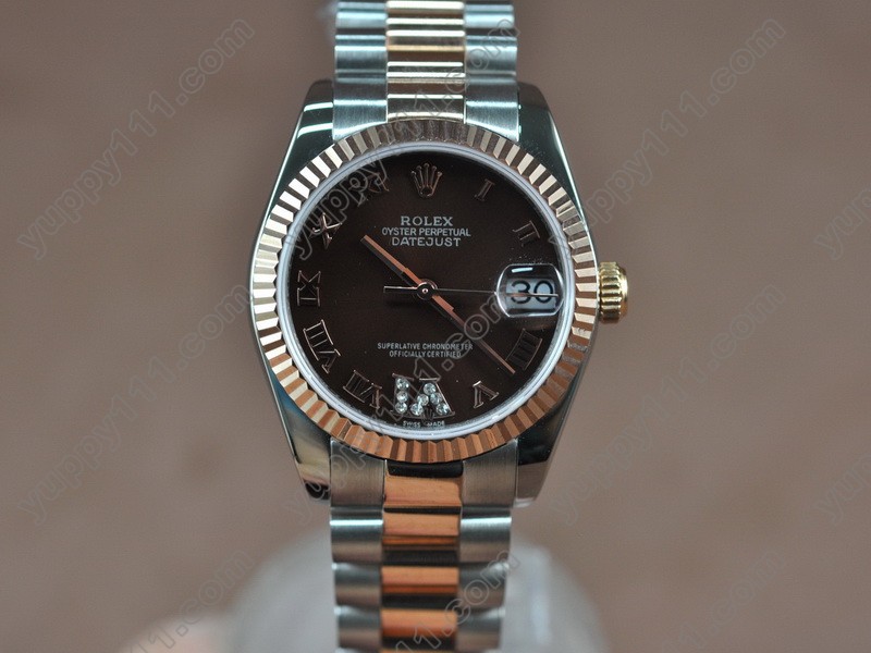 ロレックスRolex Date Just Mid TT Brown Swiss Eta 2836-2自動巻き