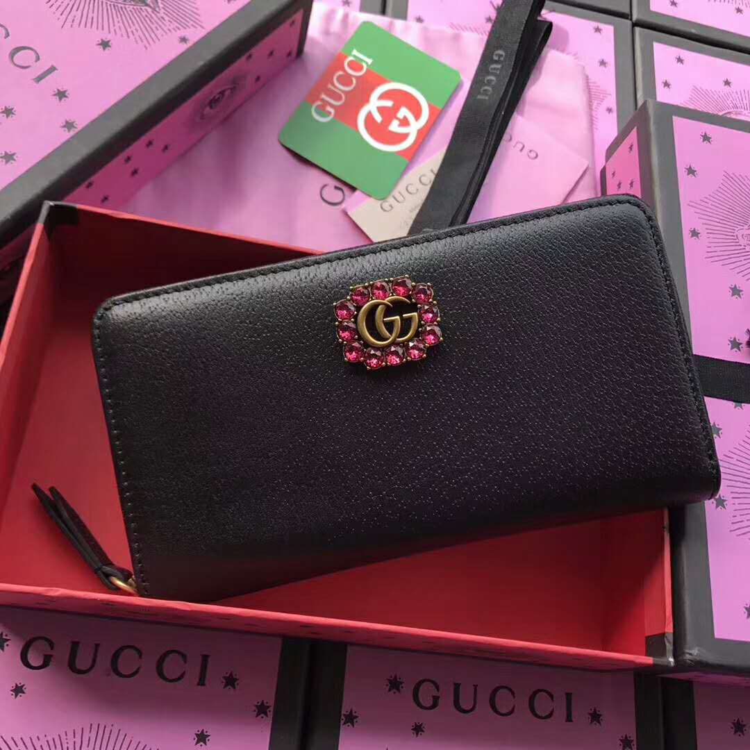 GUCCI 偽物グッチ 財布 2024新作 レディース レザー 二色可選 ラウンドファスナー長財布 499793-2