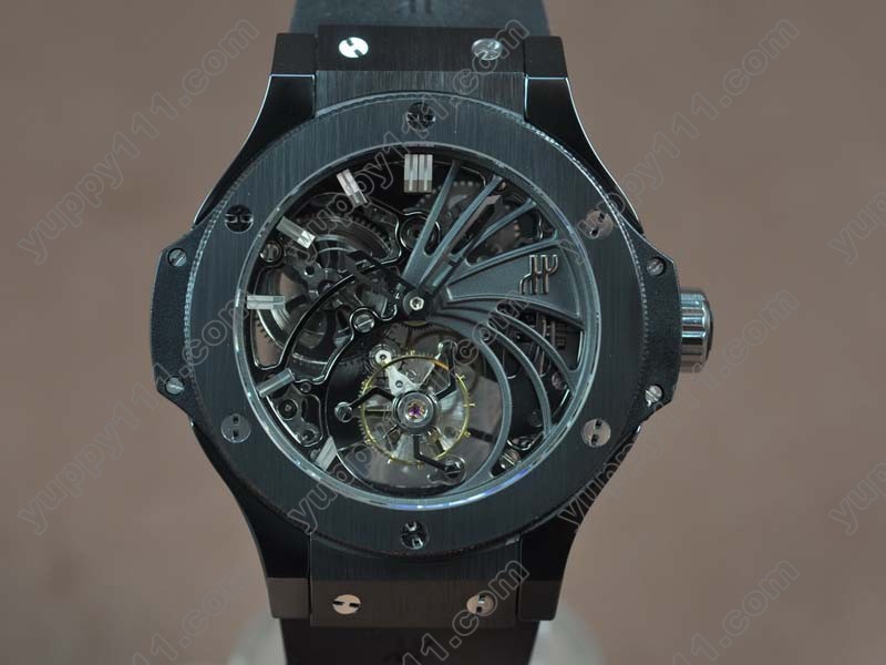 ウブロHublot BigBand 44mm Ceramic Hollowing dial Tourbillon Asian Manual Handwind手巻き