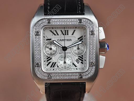 カルティエCartier Santos 100 Chrono SS/Diam Men Asia 7750 28800b自動巻き