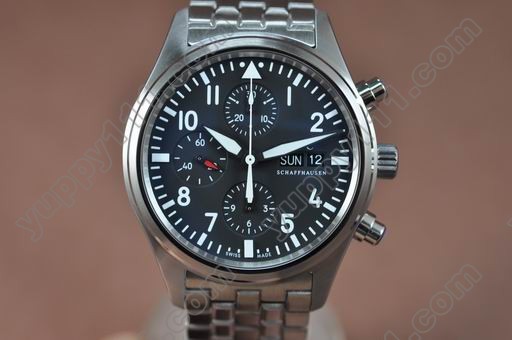 IWC Pilot Chrono 3717 SS/SS Black Asia 7750自動巻き