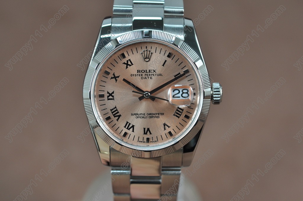 ロレックスRolex Date 36mm SS/SS Pink Swiss Eta 2836-2自動巻き