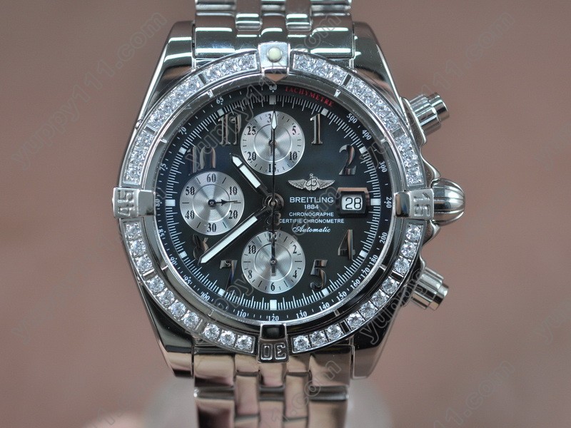 ブライトリングBreitling Chronomat Evolution SS Dark grey/Diam Asia 7750 28800bph自動巻き