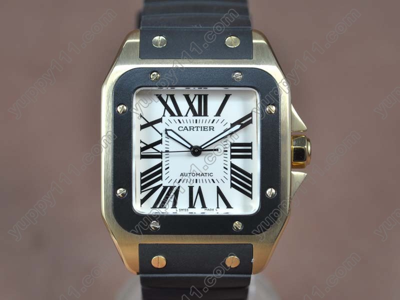 カルティエCartier Santos 39mm YG/RU White dial A-2824-2自動巻き