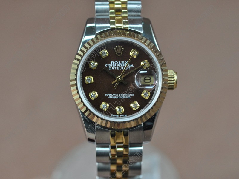 ロレックスRolex DateJust 25mm TT/Brown Swiss Eta 2671-2自動巻き