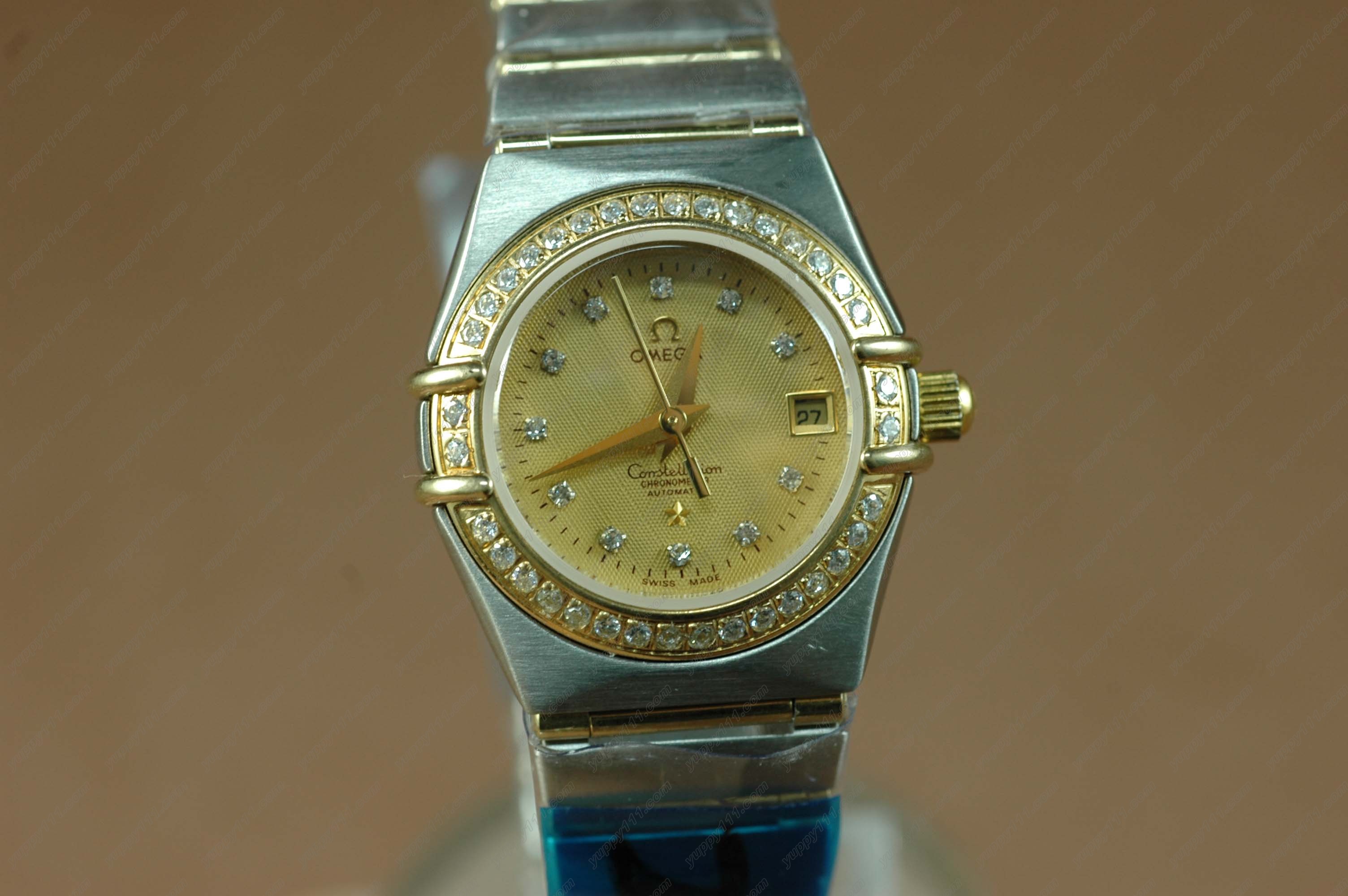 オメガOmega Watches 18K Wrapped TT Men Diam Bezel Gold Diamond Eta 2671自動卷き