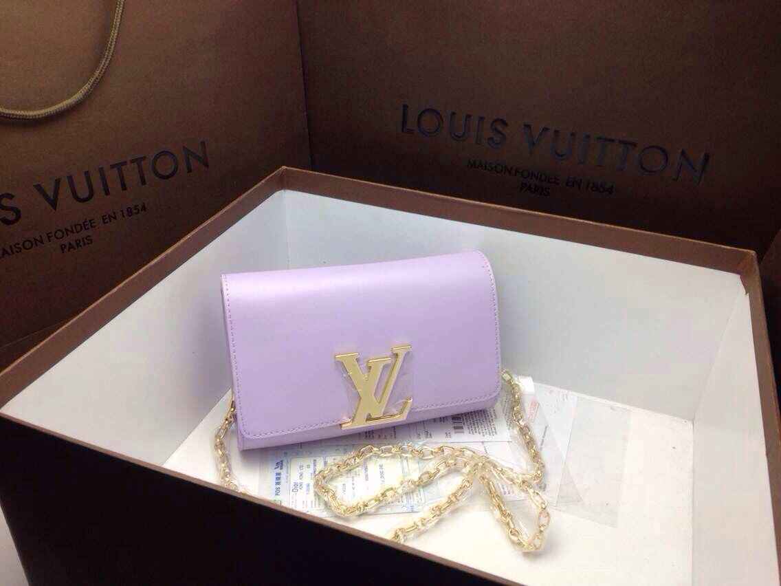 ルイ・ヴィトンコピー バッグ 2014春夏新作 LOUIS VUITTON レディース LVマーク 斜めがけバッグ トランペット チェーンショルダーバッグ 薄パープル 94336-4