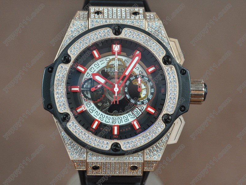 ウブロHublot Big Bang King Power RG/RU/Diam Skeleton dial A-7750 Chrono自動巻き