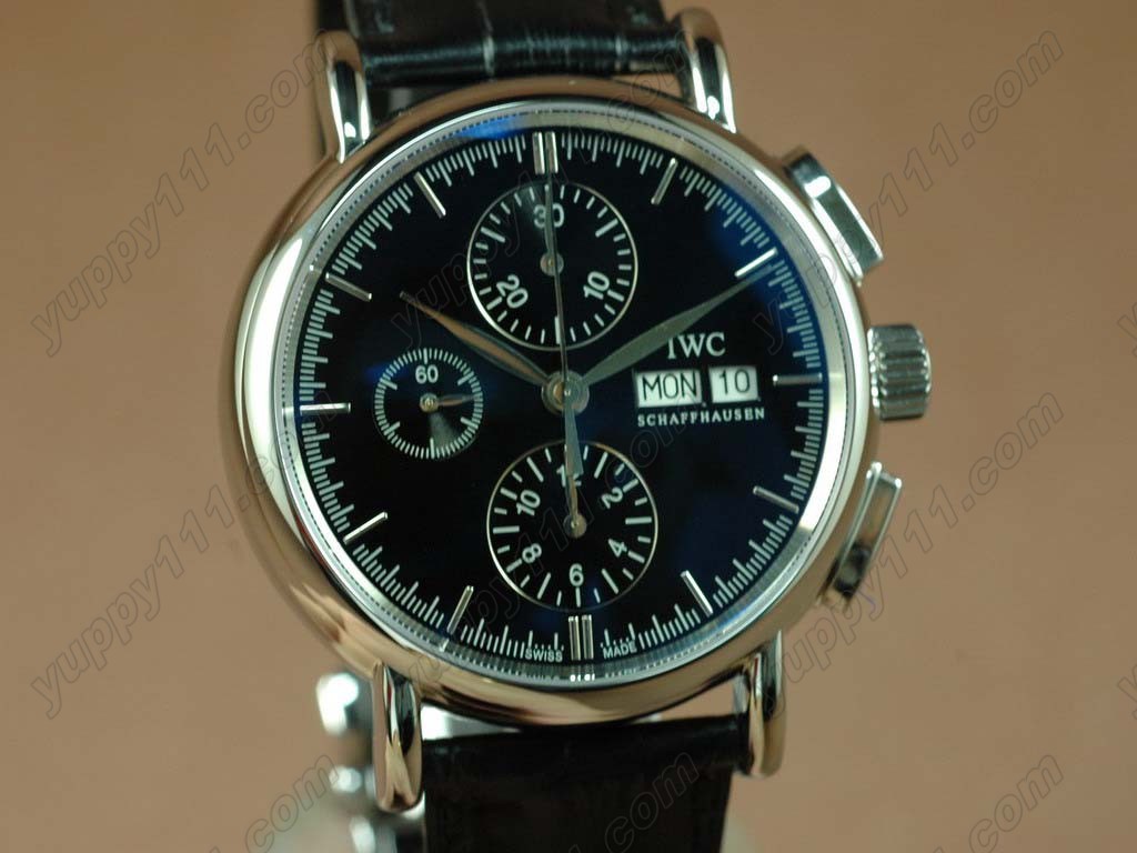 IWC Portofino Chronograph SS/LE Black A-7750腕時計