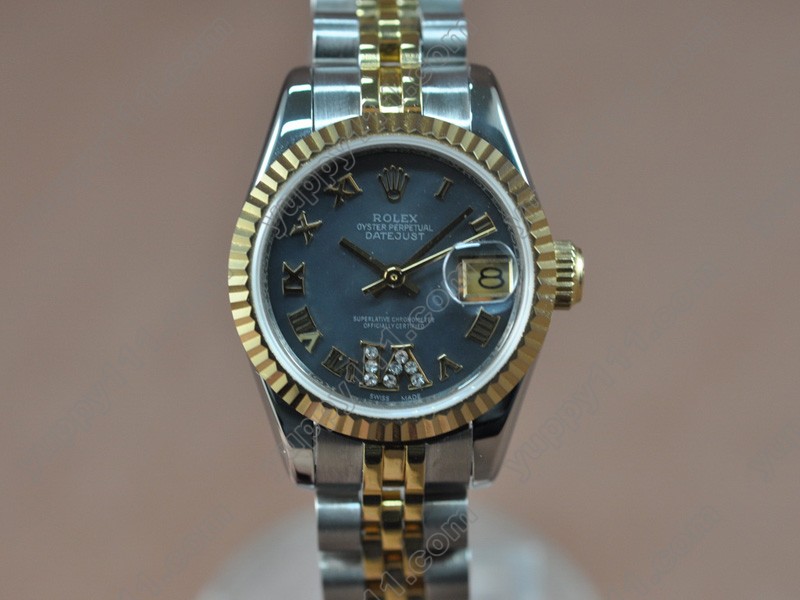 ロレックスRolex DateJust 25mm TT/Pearl blue Swiss Eta 2671-2自動巻き