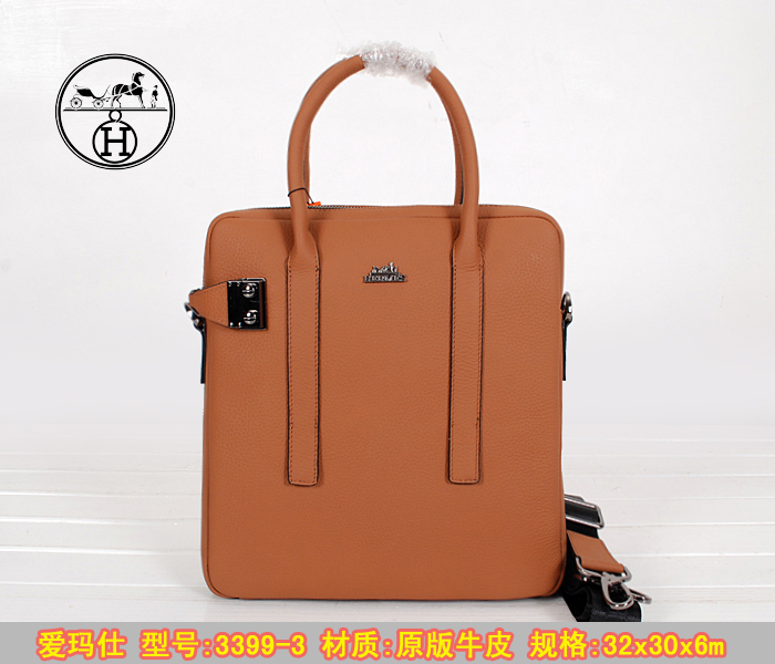 2014春夏新作 エルメスコピー バッグ original leather カーキ色 カジュアル ビジネスバッグ HERMES 3399-3-1