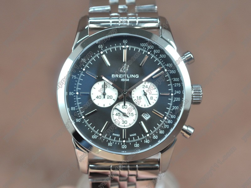 ブライトリングBreitling Transocean Chrono SS/SS Blue dial Jap-OS20 クォーツストップウォッチ