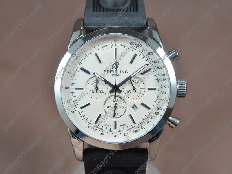 ブライトリングBreitling Transocean Chrono SS/RU White dial Jap-OS20クォーツストップウォッチ