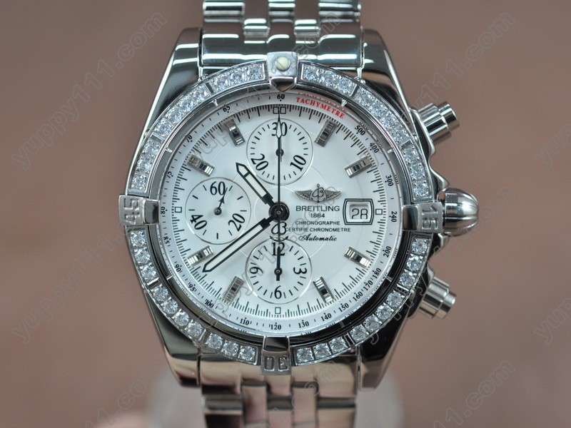 ブライトリングBreitling Chronomat Evolution SS White/Diam Asia 7750 28800bph自動巻き