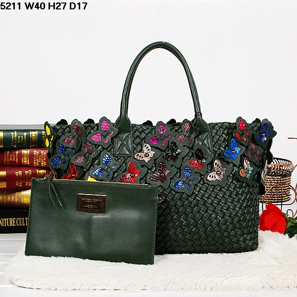 BOTTEGA VENETA 新作 ボッテガヴェネタコピー グリーン レディース 人気 編み込み トートバッグ BV5211-23