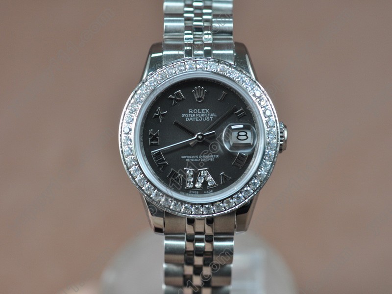 ロレックスRolex DateJust 25mm SS/Dark grey Swiss Eta 2671-2 Auto自動巻き