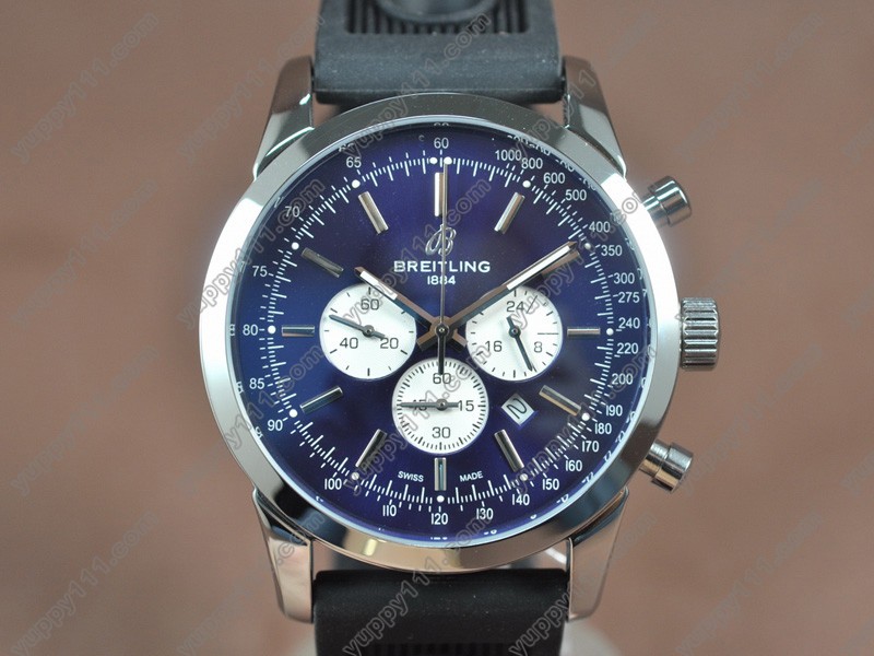 ブライトリングBreitling Transocean Chrono SS/RU Blue dial Jap-OS20クォーツストップウォッチ