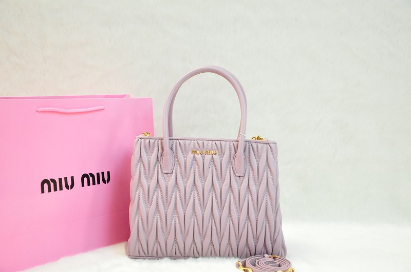 ミュウミュウコピー バッグ MIUMIU 2014春夏新作 薄ピンク レディース 2way ラムスキン ハンドバッグ/ショルダーバッグ 0941a-1