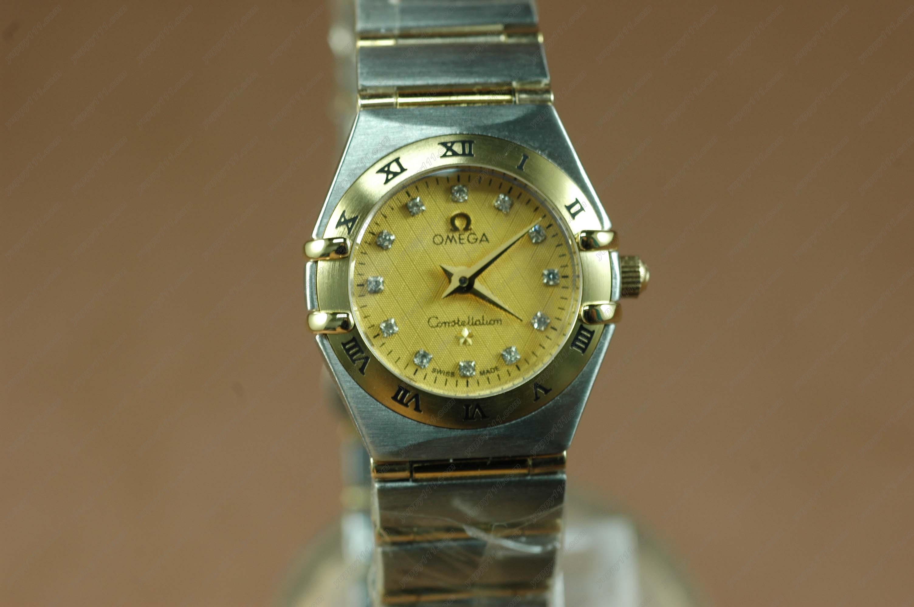 オメガOmega Watches 18K Wrapped TT Men Roman Bezel Gold Diamond Eta 2671自動卷き