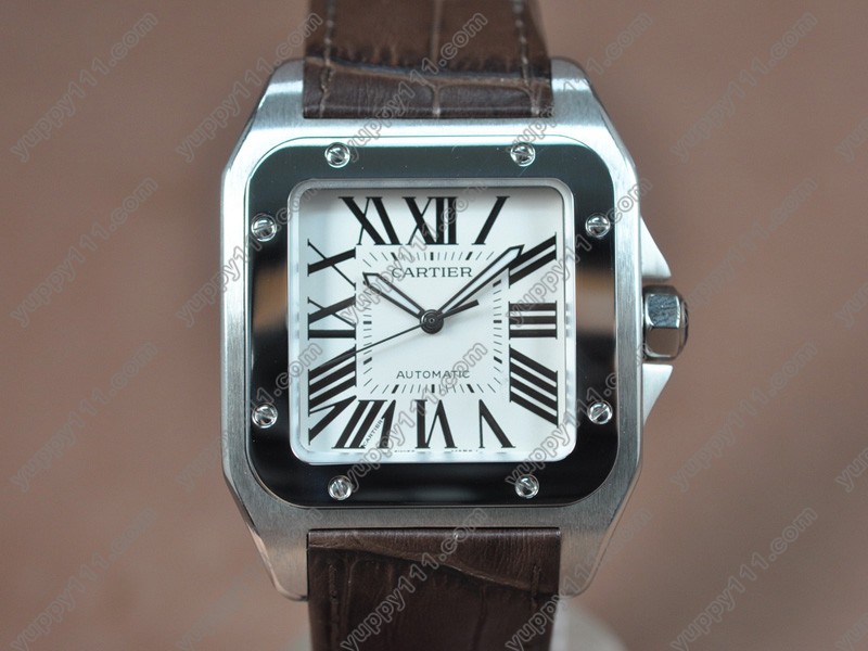 カルティエCartier Santos Men SS/LE White dial Swiss Eta 2824-2自動巻き